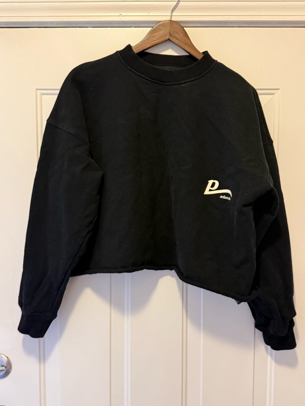 Adanola x Pernille Teisbaek Black Cropped Logo Crewneck Sweatshirt 100% cotton E